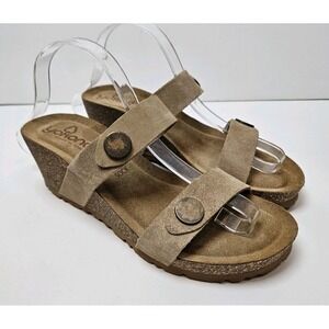 Yokono Suede Leather Slide Sandals Womens sz 7.5 Low Wedge Heels